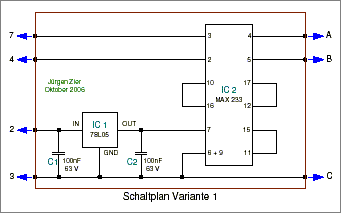 Schaltplan Datenkabel mit IC MAX 233