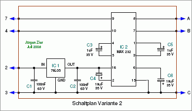 Schaltplan Datenkabel mit IC MAX 232