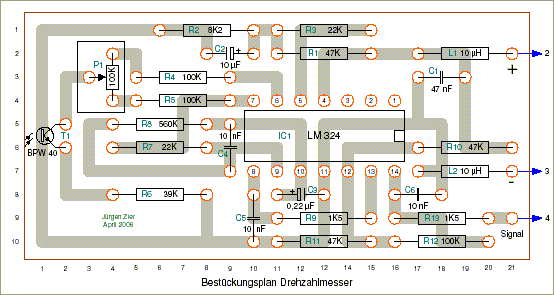 Bestückungsplan Drehzahlmesser